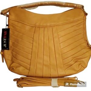 JUSTFAB Monserrate Nude Double Handle Purse w/detachable Strap Tote Bag